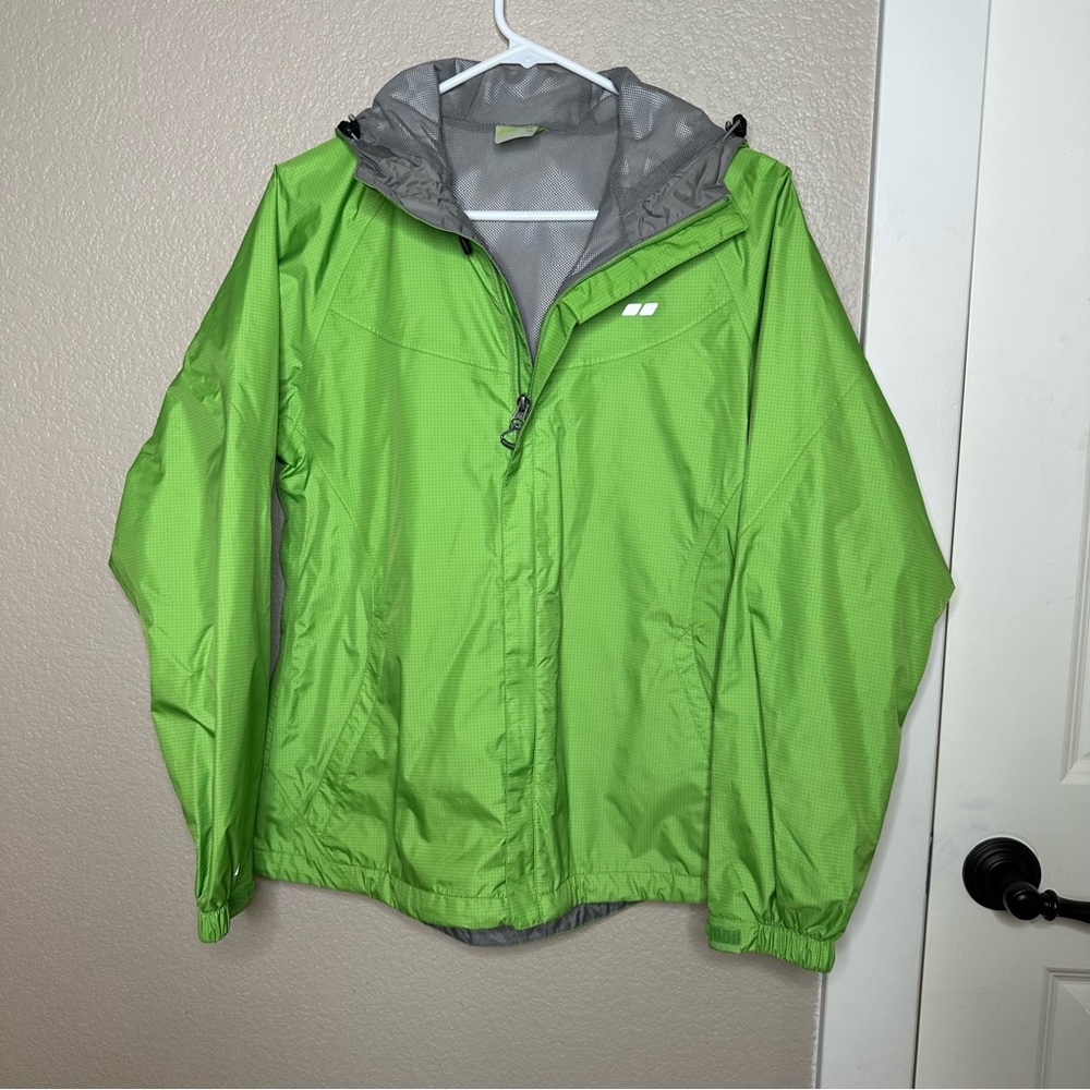 Brand new bright green rain jacket